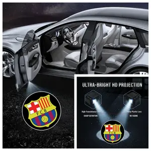 2-Pack Football Barcelona Logo Club Style Projection Light, Led Ambient Light, Ambiance Light for Ford Chevrolet Nissan, Easy No-Damage Installation