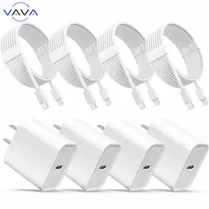 4-Pack 20W Super Fast Charging USB-C Wall Charger Block with 4-Pack 6FT USB-C to Lightning Cable for iPhone 14/13/12/11 Pro Max and More