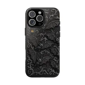 Gothic bat, dark aesthetic, Halloween lovers 2-in-1 phone case with durable, shock-absorbing, stylish, Protective, Shockproof design. Compatible with iPhone 17 16 15 14 13 12 11 Pro Max Pro Plus Samsung Galaxy S25 S24 S23 Ultra