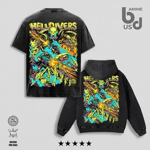 Helldivers 2 TPS Game Merch Oversize Unisex Washed Hoodie & T-Shirt, Double Printed Streetwear Game Merch Gift For Fan