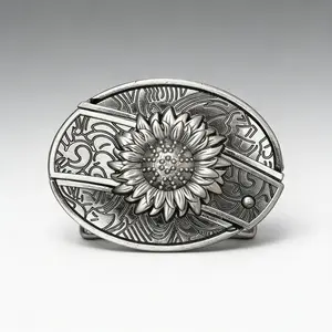 Sunflower Western Belt Buckle | Antique Silver Engraved | Retro Cowboy Denim Buckle | Hip Hop Personality Belt Buckle Head for Men Women | High Quality Western Wear Belt Buckle Head | Perfect Gift for Boyfriend Husband Father, Daily Fashion Accessory