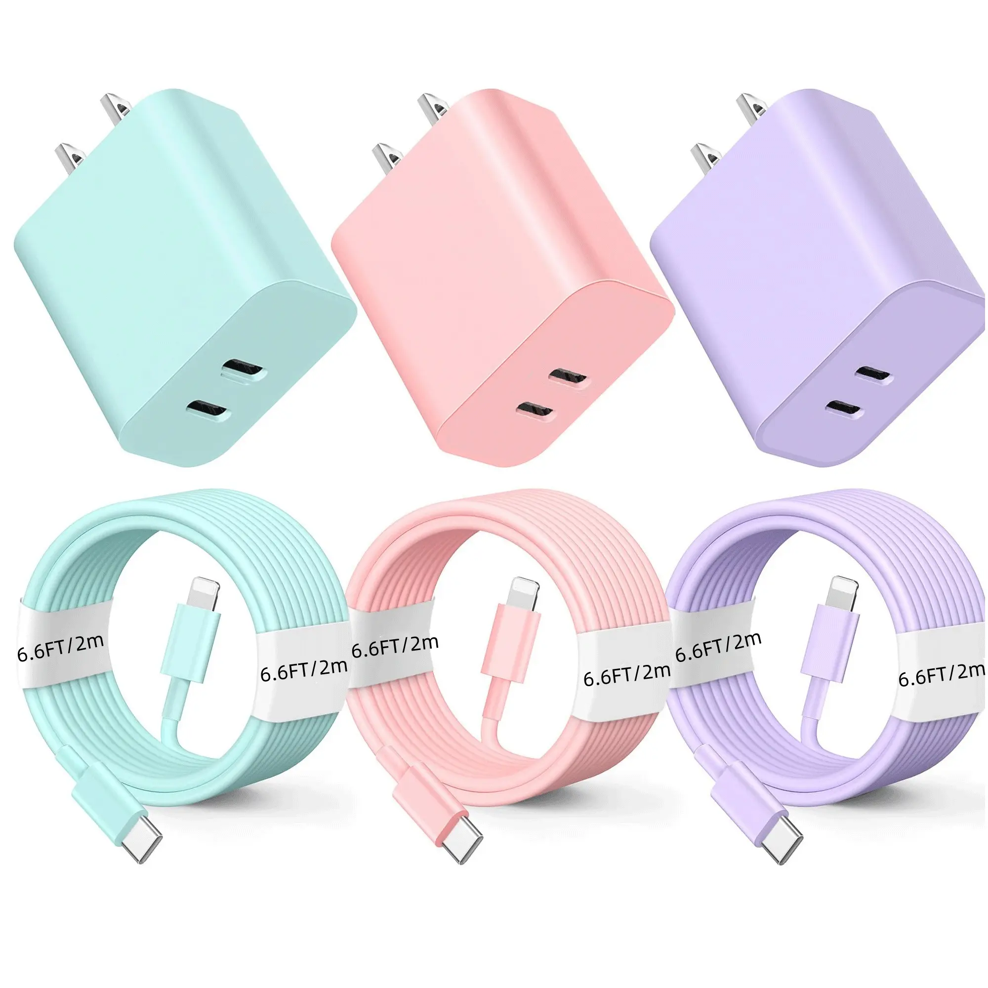 3Pack Macaron Color Charger For iPhone 14 Fast Charger,40W Dual USB C Fast Charging Block(40W) and 6FT Long Type C to Lightning Cable Cord for iPhone 14/14 Pro Max/14 Plus/13/12/11,ipad  Connector Dual Port new  apple iphone  new 25  charger Fast Charging