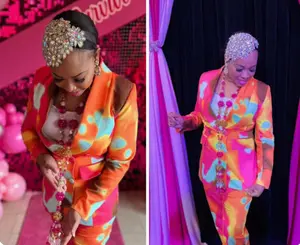 Multi Color 2pc Pant Set Pink & Orange