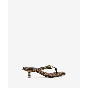 Gillie Leopard Print Kitten Heel Buckle Sandal