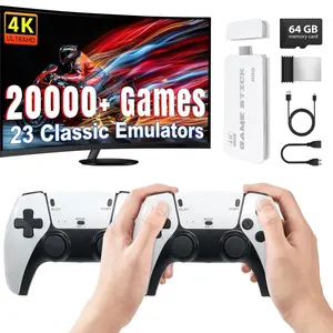 Retro Game Stick, Retro Gaming Console with Built-in 20000+ Classic Games, Video Games Stick 4K HDMI with Dual 2.4G Wireless Controllers (64GB)