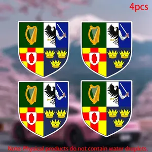 4pcs-Arms of Four Provinces of Ireland Sticker-Car stickers for doors, windows, laptops, luggage, furniture and bumpers-durable adhesive vinyl material