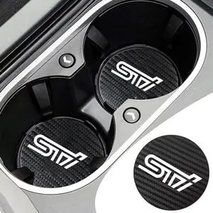For Subaru STi 2Pcs Car Coaster Water Cup Bottle Holder Anti-slip Pad Mat Silica Gel Bottle Holder Pad