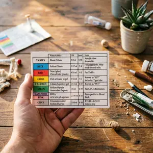 10 Sheets Venous Blood Tube Color Code Quick Reference Cards, Sampling Order & Additive Guide, Medical Care Learning Tool, Nurse/med Student/lab Tech