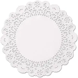 Round 12 inch White Paper Lace Table Doilies Disposable Decorative Tableware Placemats Made in Canada Pack of 50