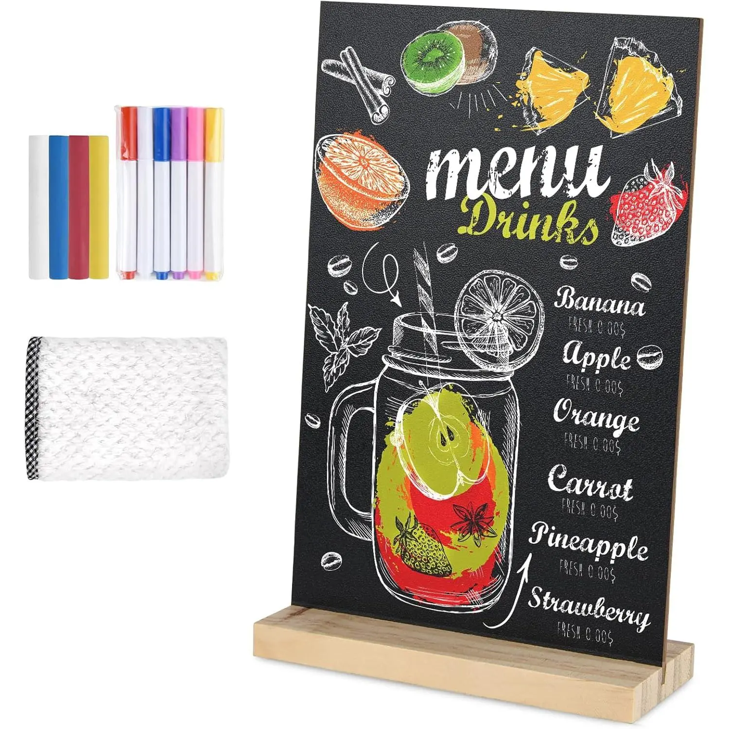 1 Pack Chalkboard 8 x 12 inch Tabletop Chalkboard Sign with  Base Double-Sided Message Boards Menu Chalkboard Stand for Kitchen Wedding Bar and Restaurant