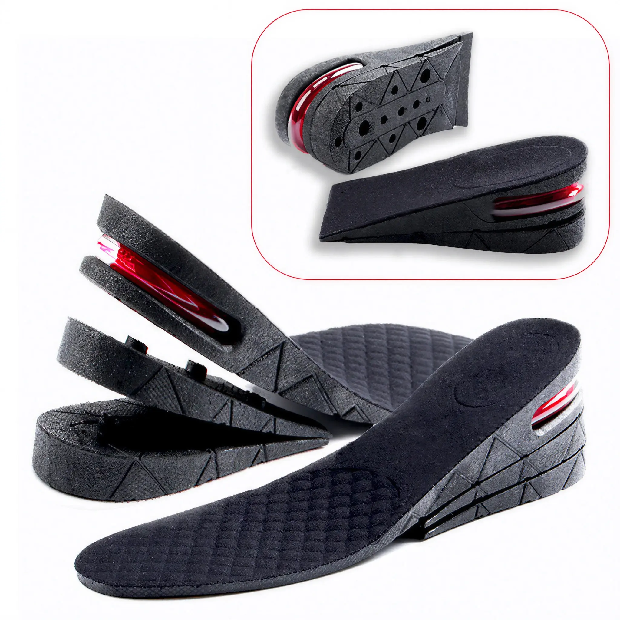 UPGRADED Invisible Height Increase Insoles for Men and Women, Adjustable 3 cm, 5 cm, or 7 cm Lift, Air-Cushion Heel Support, Breathable Trim-to-Fit Shoe Inserts for Sneakers and Boots