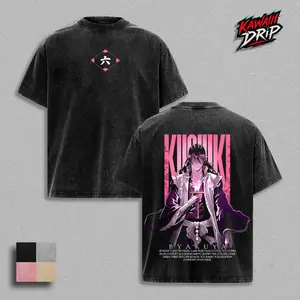 Bleach Byakuya Kuchiki Bankai Senbonzakura, Mineral Wash Graphic Tee, Oversized Heavyweight Anime Shirt, Large Back Graphic, Double-Sided, Dark Fantasy Aesthetic, High-Quality Cotton Fabric, Soft Washed Finish, Unisex, Gift for Bleach Fans, Anime Merch