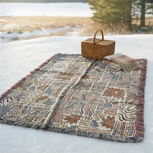 Yarn Woven Outdoor Picnic Blanket with Tassel: Graffiti Pattern, Soft and Breathable, Multi Purpose for Travel Camping Shawl Beach Towel Lawns Weddings Concerts. Indoor Bohemian Decoration and Used As Bed Blanket Sofa Towel Tablecloth Tapestry Yoga