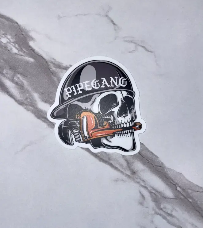 Pipefitter Welder Sticker, hard hat sticker, construction sticker, pipefitter sticker, welder sticker, pipeline sticker, skull sticker, pipewrench sticker, construction decal, powerline sticker, mechanic sticker, gifts for him