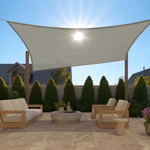 Gorilla Grip Heavy Duty Sun Shade, UV Protection Fade Tear and Rust Resistant Rectangle Sunshade Canopy, Curved Edges Blocks Sunlight, Breathable Sail, Outdoor Patio, Lawn Garden