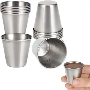 Metal Shot Glasses, 12 count 1 oz Stainless Steel  Glasses, Espresso Cups,  Glasses,  Glasses, Portable Drinkware for Bar  Restaurant Travel (30ml)