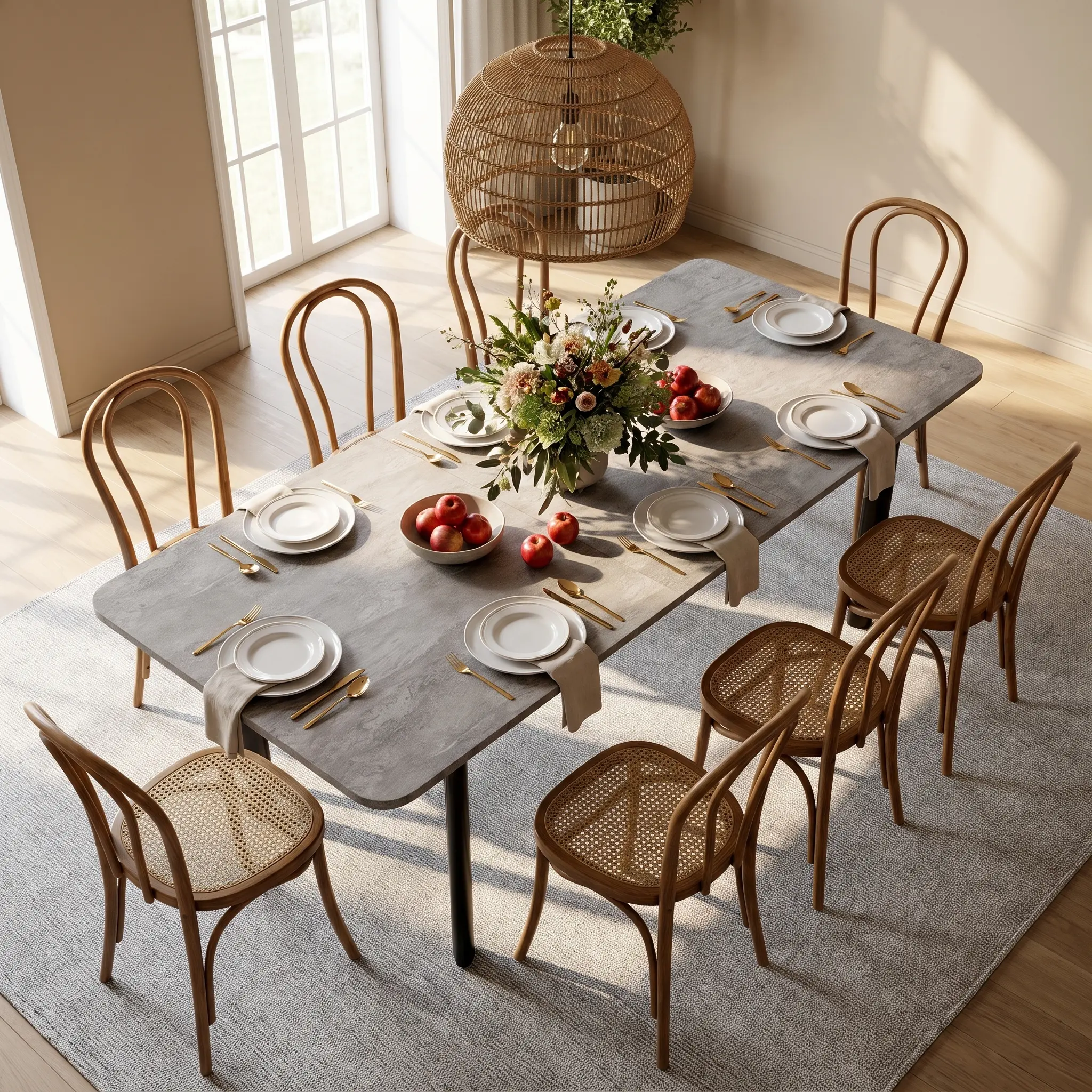 Modern Extendable Rectangular Dining Table for Homeowners - Premium Faux Stone Texture & 5-Leg Stable Base, Kitchen & Dining Furniture, Flexible Space-Saving Design with Anti-Collision Edges (Grey Stone Finish, 1 Extendable Table)