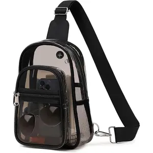 TSA Approved Transparent PVC Sling Bag, Trendy Jelly Crossbody Bag, Waterproof Chest Bag For Travel Beach Concert Event
