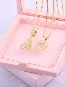 Initials Necklace with Box, Initial Necklace Set, 26 Letters Pendant Necklace for Women & Girls, Fashion Jewelry for Party, Daily Decor, Trendy All-match & Exquisite Jewelry for Birthday Gift, Modern Versatile Accessories