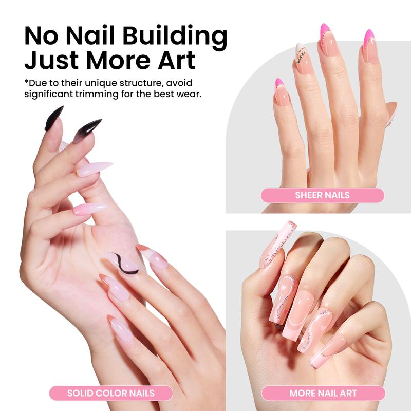 Beetles Tipex Instant Apex Nail Tips Thick Acrylic Nail Set for Flat Nails Manicure Stiletto Square Almond Coffin Nail Tips Nail Art DIY Gift for Women