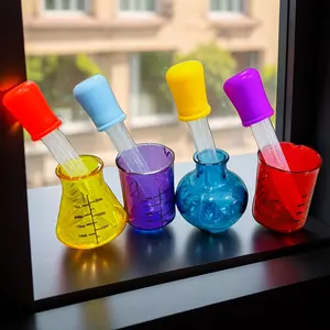 Educational Mini Measuring Cups Set, 4 Colorful Droppers & 4 Plastic Science Experiment Tools, Sensory Learning Aids for Kids