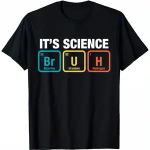 Funny science periodic table graphic T-shirt — soft, breathable polyester short-sleeve crew neck top for teens — “It’s science” design featuring colorful periodic table elements — perfect all-season round-neck shirt