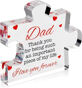 Engraved Acrylic Block Puzzle Dad Keepsake (3.35x2.76in) - Fathers Day/Birthday Gift from Daughter,Son - Cool Men's Present (Toys & Hobbies,Wooden Jigsaws Category)