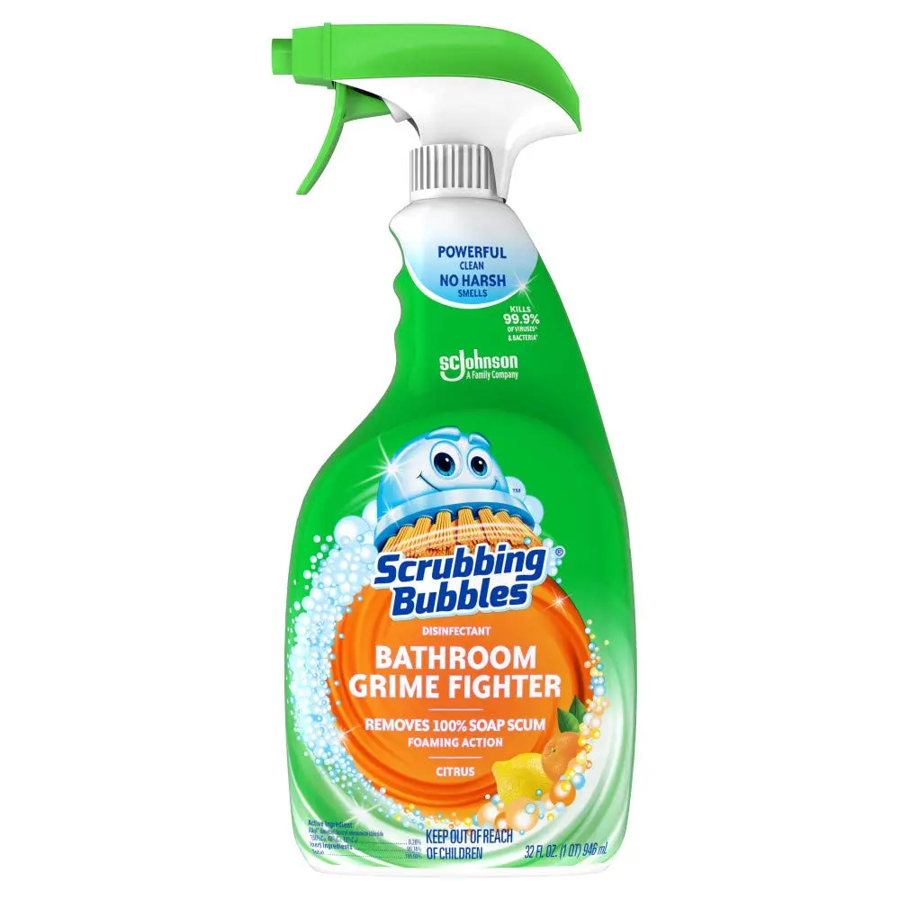 Scrubbing Bubbles Disinfectant Bathroom Grime Fighter Spray, Citrus, 32 fl oz Scrubbing Bubbles Disinfectant Bathroom Grime Fighter Spray, Citrus, 32 fl oz