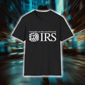 Running from the IRS Graphic T-Shirt - Men's Fitted Short Sleeve Cotton Tee in Gothic Vintage Style