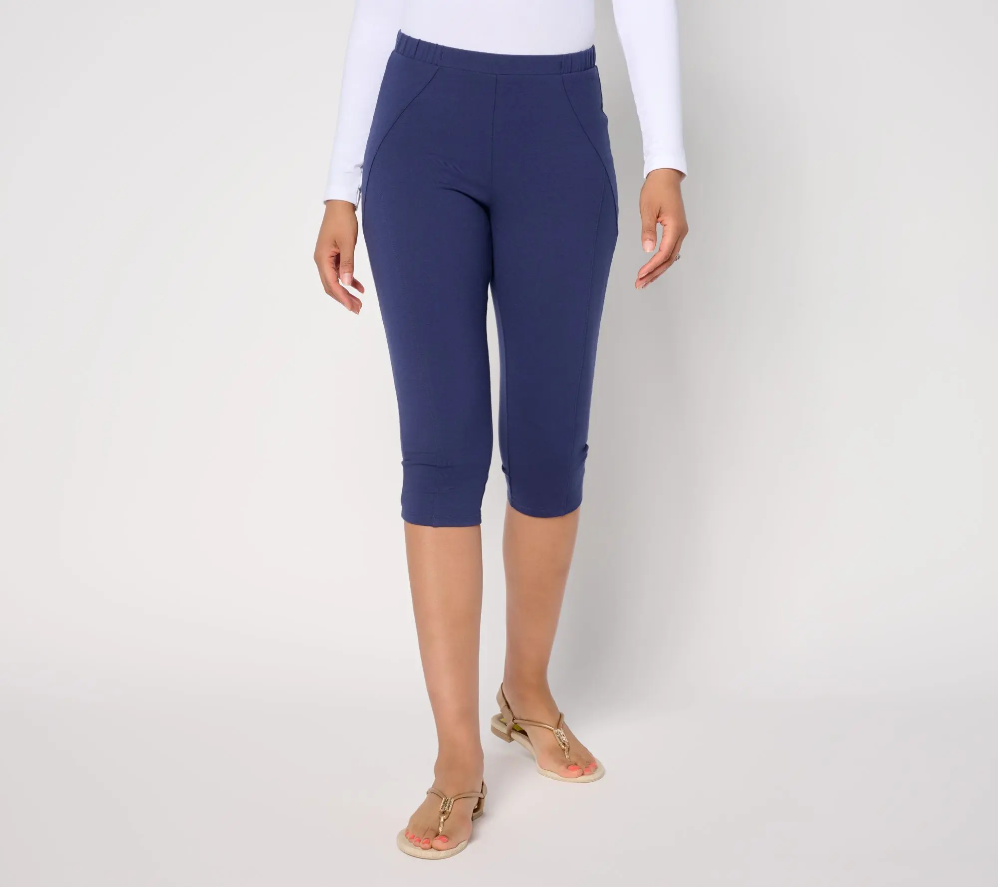 Women with Control Petite 86/14 Pedal Pusher with Seaming Detail Women with Control Petite 86/14 Pedal Pusher with Seaming Detail