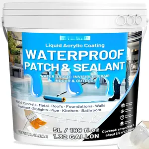Liquid  Sealant, Transparent  Coating Repairing Anti-Leakage Agent, Invisible Water Proof Glue Indoor and Outdoor Water-Based Waterproofing Adhesive 5L
