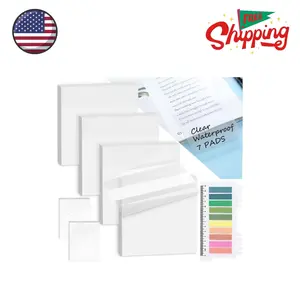 6 Pads Transparent Sticky Notes with Sticky Tabs, 3x3 inch