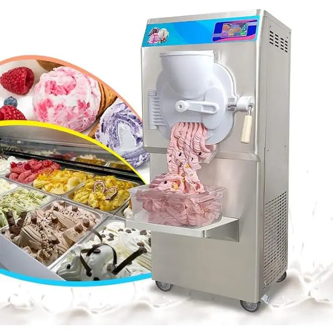 Kolice Commercial ETL certificate Hard ice Cream Machine, Gelato Hard ice Cream Making Machine, Italian ice Machine, Hard ice Cream Maker-Italy Designed Extra Strong Door, 9-11 gal per Hour