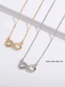 Women's Fashion Pendant Necklace, Elegant Rhinestone Infinity Symbol, Meaningful Jewelry for Daily & Special Occasions