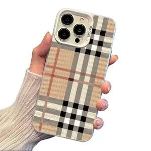 Retro Plaid Texture Pattern Phone Case, Durable Protective Cover Phone Case for iPhone 16 15 14 13 12 11 Pro Max Plus X XS MAX 7 8 Plus 16E SE4 Protecitved Cover Affordable Anti-Fall Premium Phone Case
