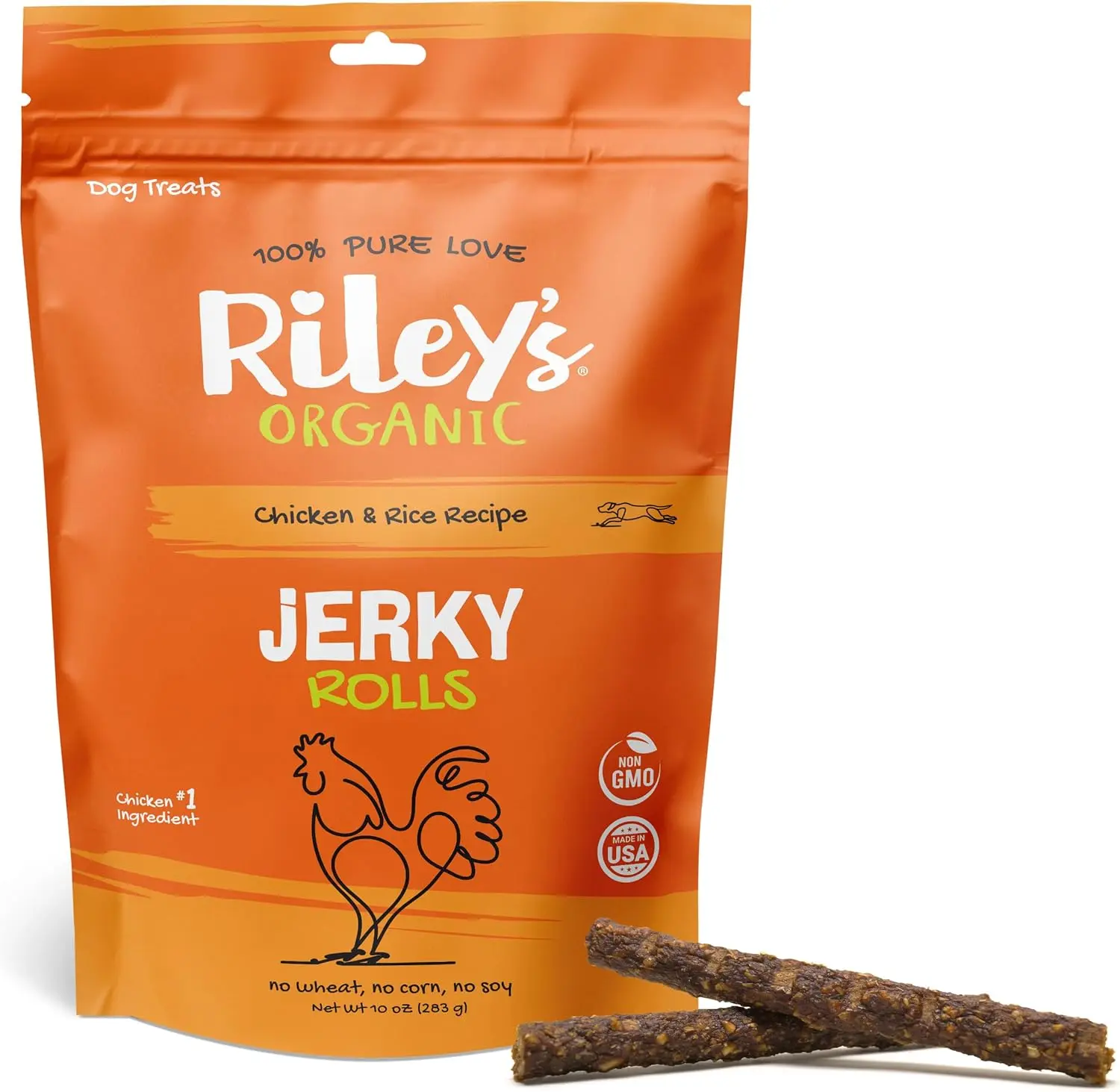 Riley's Dog Jerky Treats - Non-GMO, High Protein, All Natural Dog Chews - Training Treats for Small & Large Dogs - Easy to Break into Bite-Sized Pieces - 10oz