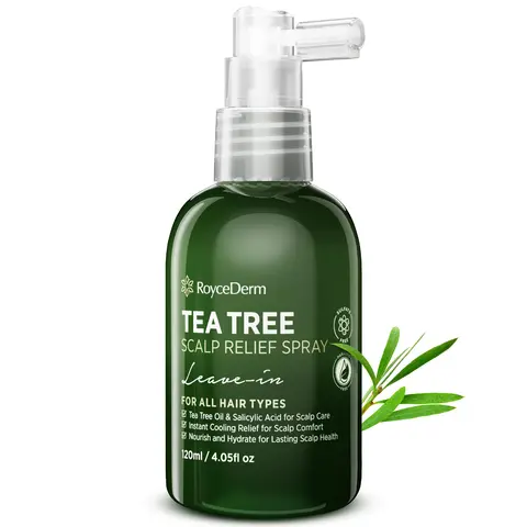 RoyceDerm Tea Tree Scalp Relief Spray Leave-In Scalp Care for Dry, Flaky, and Itchy Scalp for Comfort, Hydration, and Balance - Conditioning Support Soothing Haircare