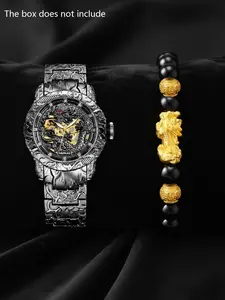 Elite standard, men's high-end diamond-encrusted automatic mechanical watch, gear hollow-out design, multi-piece collection, Skeleton Watches, Stainless Steel Watch