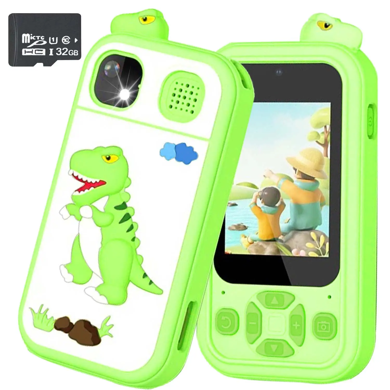Kids Digital Smart Phone Toy for Girls, Toddler Touchscreen Device with Dual Camera, 18 Games, MP3 Player, Learning Functions & 32GB Card