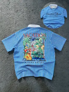 Men's Summer Vacation-Style Striped Polo Shirt and Casual Short-Sleeve Printed T-Shirt—Perfect for Holidays, the Beach, and Everyday Wear