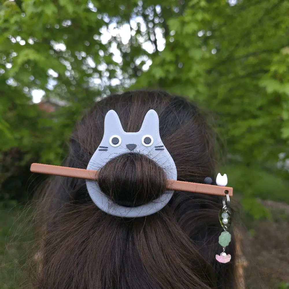 Cute Anime Forest Spirit Cat Bun Holder Hair Pin