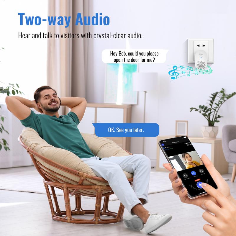 Chime for doorbell camera, Smart door magnetic sensor, adjustable volume alarm with doorbell function, suitable for home and office security, delayed alarm, door opening alarm, 120dB loud sound, smart door sensor makes more convenient