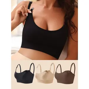 3-Pack Women's Postpartum Nursing Bras - Adjustable Straps, Double-Layer Breathable Fabric, Medium Support Seamless Design, Suitable for Nursing and Pregnancy Comfort, Suitable for Casual Wear in All Seasons