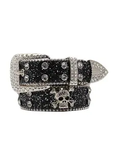Sparkly Rhinestone Diamond Sequin Studded Belt for Men & Women - Western Cowgirl Cowboy Style