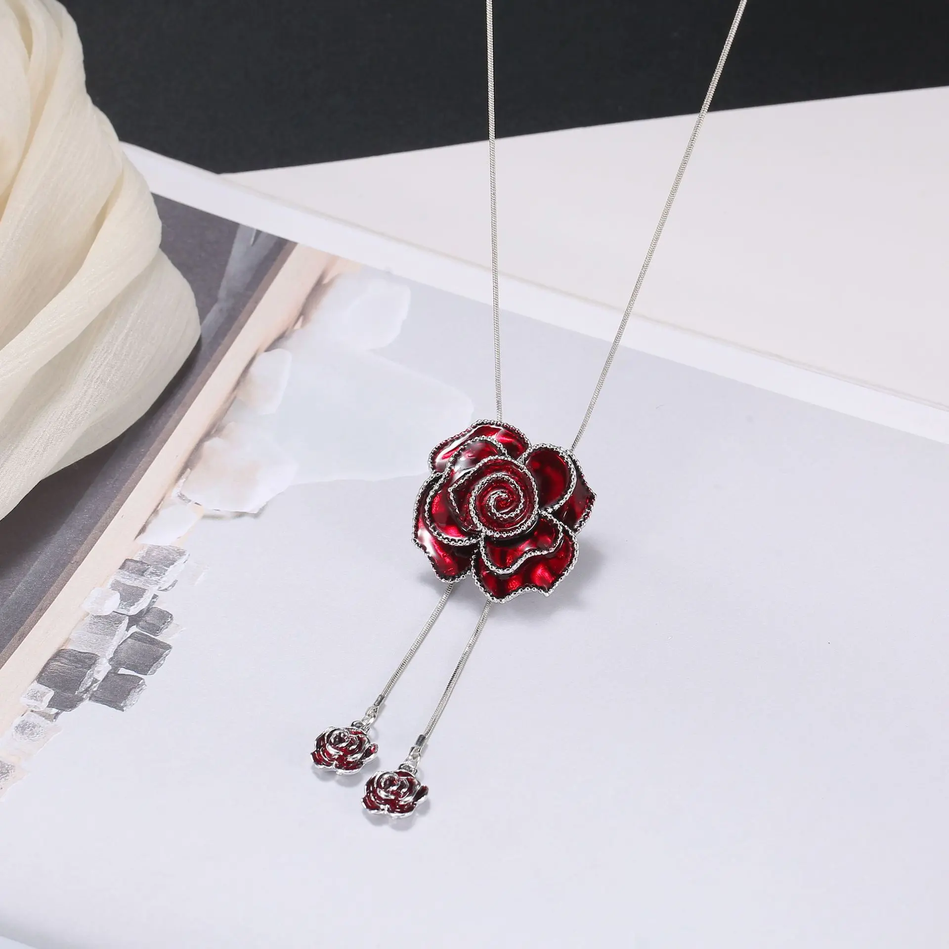 142 Red Rose Necklace