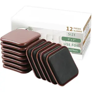 3 Inch Furniture Sliders, 12 count Sliders for Moving Furniture, Heavy-Duty Furniture Movers Sliders for Carpet, Couch Sliders Protect Carpet Surface and Easily Move Furniture.