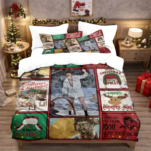 3-Piece Christmas Bedding Set, Includes Fitted Sheet & Pillowcases No Fillers, Festive Design, Comfortable Home Decor, Fits All Rooms