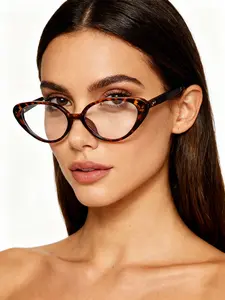 Cat Eye Flat Glasses, Retro Simple Style, Fashion Versatile, Anti-Blue Light Trendy Eyewear, PC Frame, Casual All Seasons, Tortoiseshell Glasses