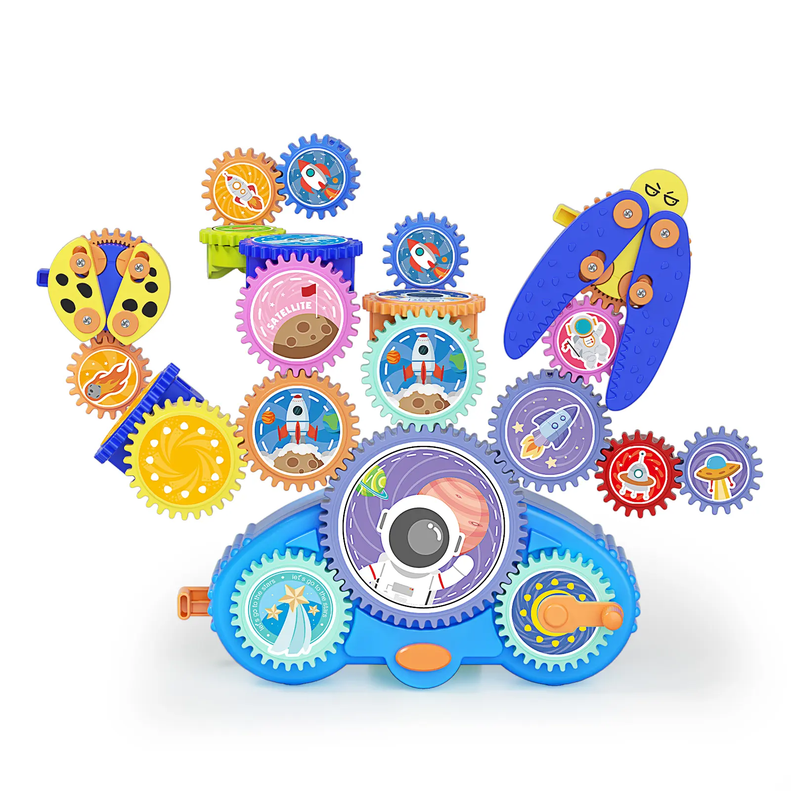 STEM Gears Toys for Kids, 18Pcs Educational Construction Toy Set, Creative Learning Building Blocks, Electric & Manual Dual Mode, Versatile Gear Playset Gift for Boys & Girls