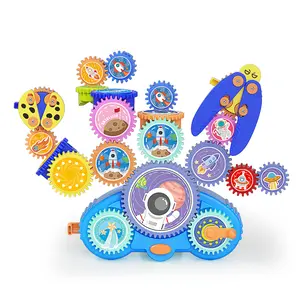 STEM Gears Toys for Kids, 18Pcs Educational Construction Toy Set, Creative Learning Building Blocks, Electric & Manual Dual Mode, Versatile Gear Playset Gift for Boys & Girls